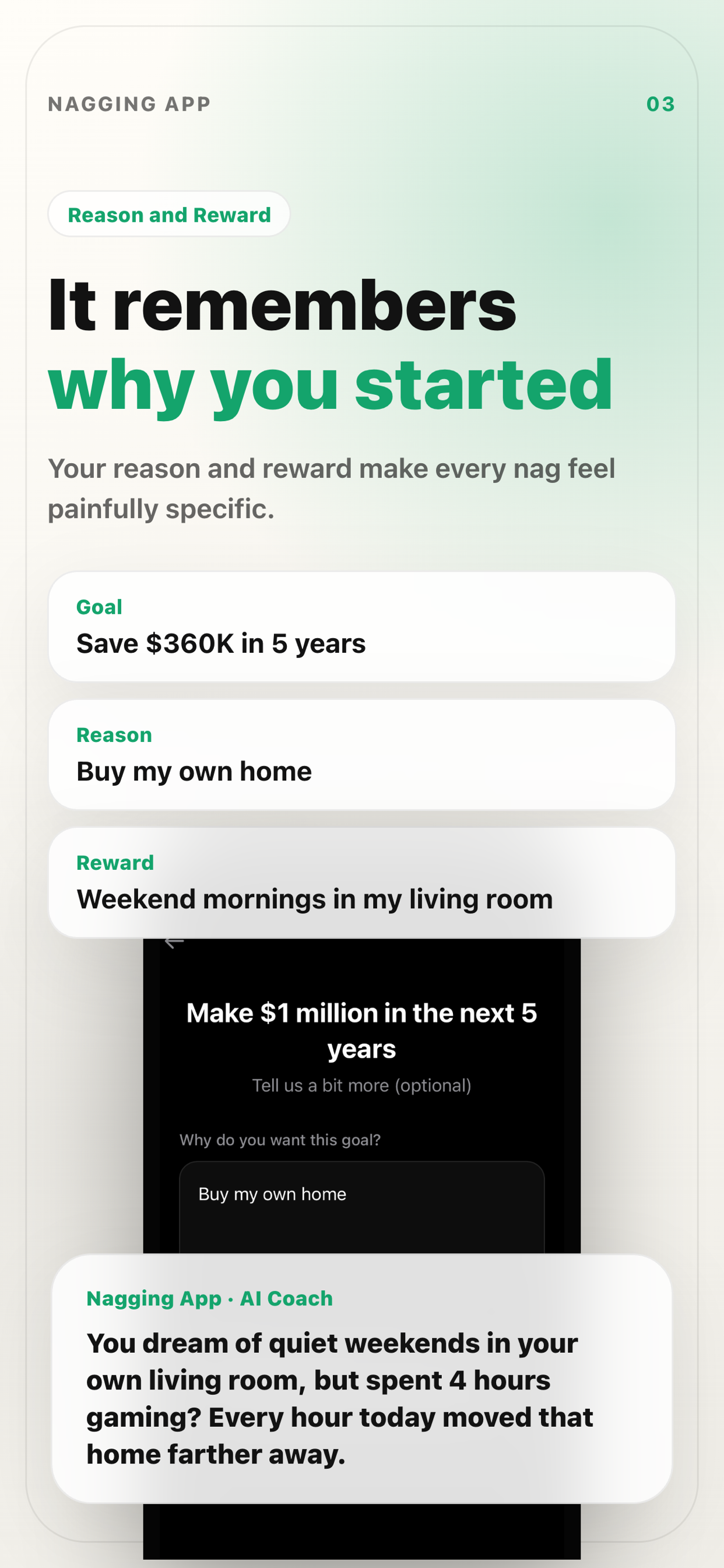 Motivation and reward personalization screen.