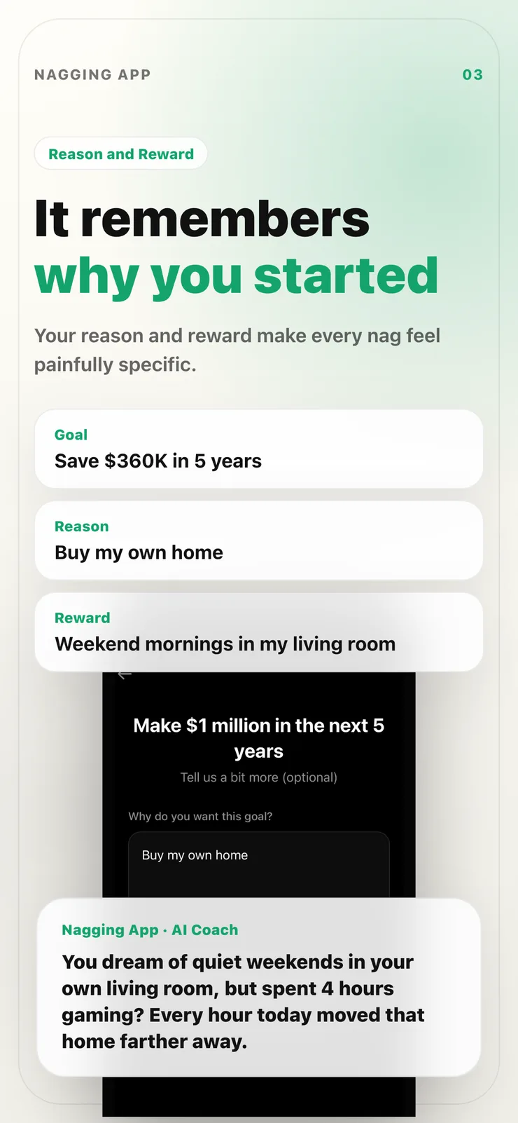 Motivation and reward personalization screen.