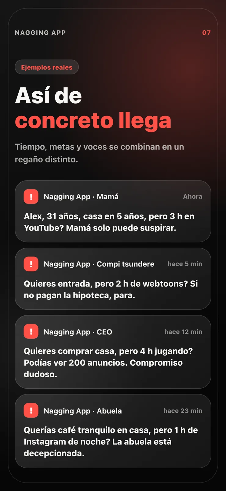 Ejemplos de regaños personalizados.