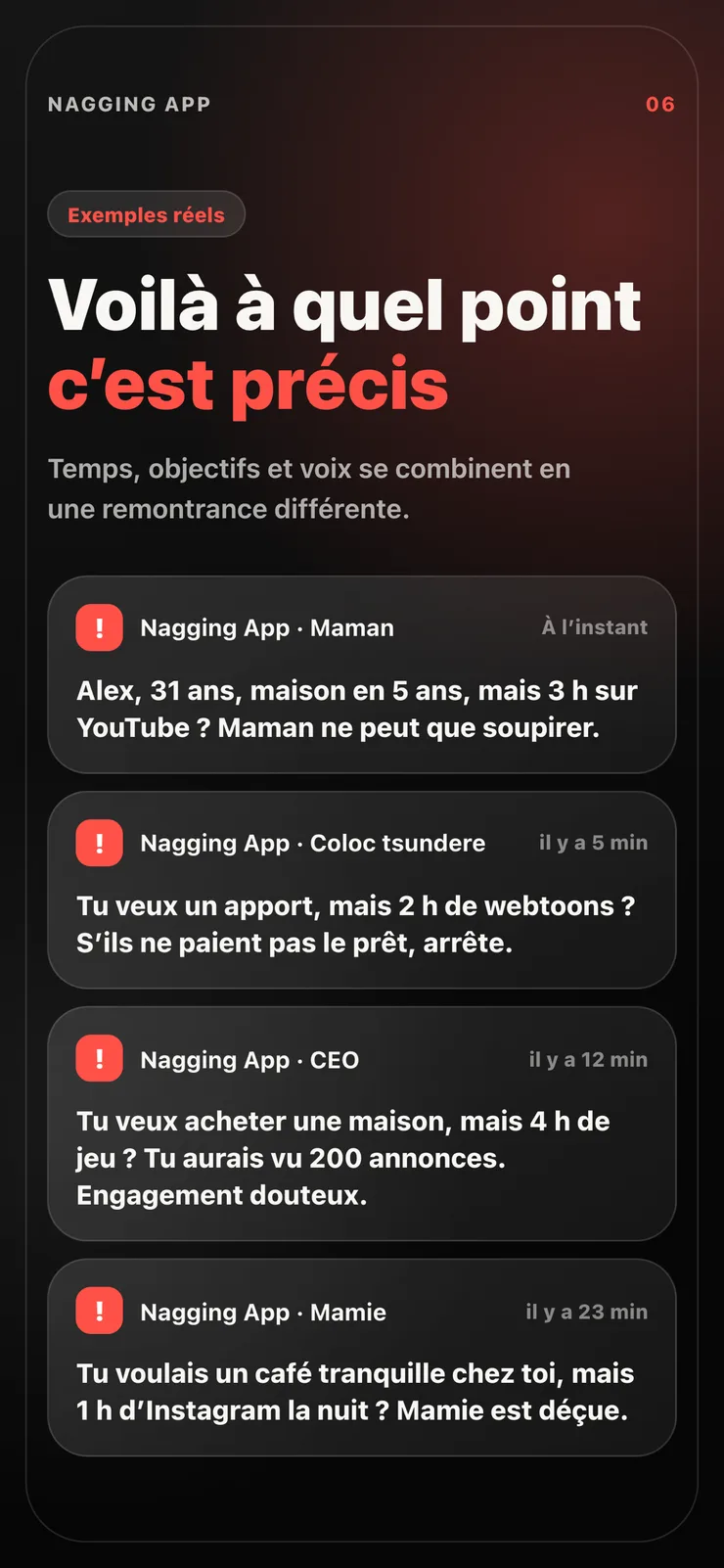 Exemples de remontrances personnalisées.