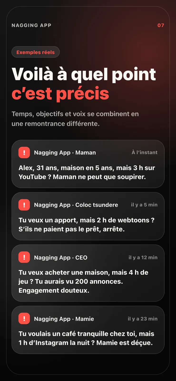 Exemples de remontrances personnalisées.