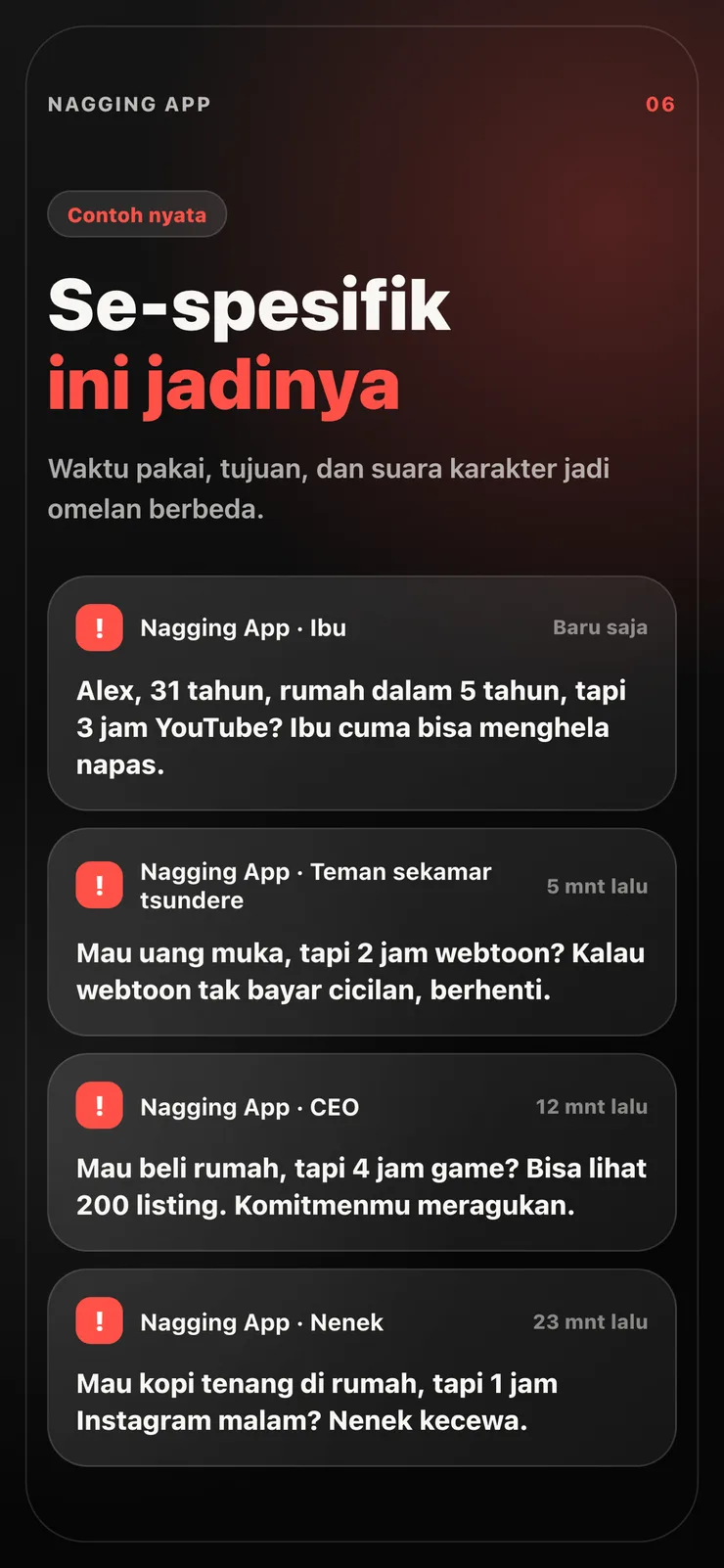 Contoh pesan omelan personal.
