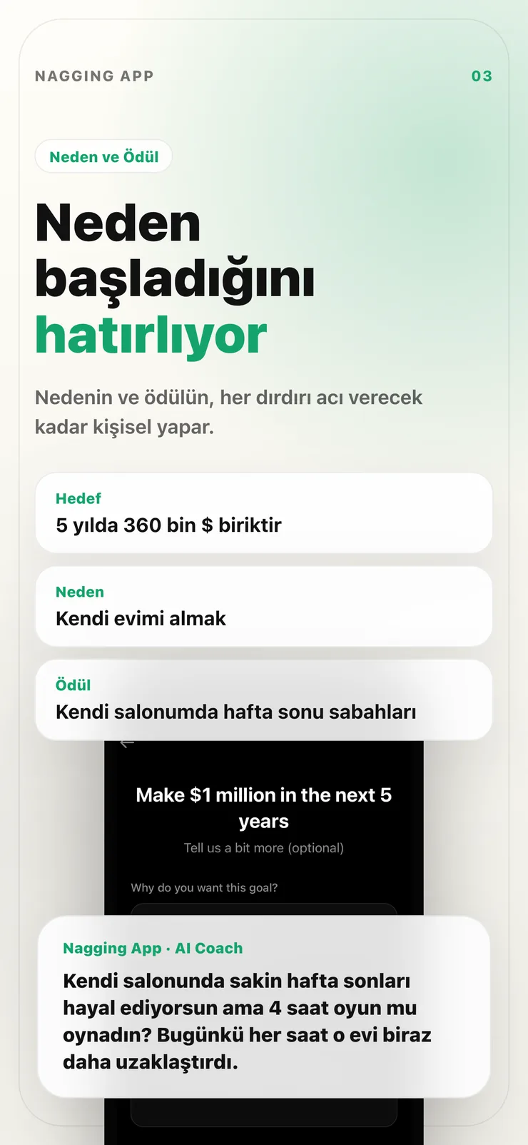 Motivasyon ve ödül kişiselleştirme ekranı.