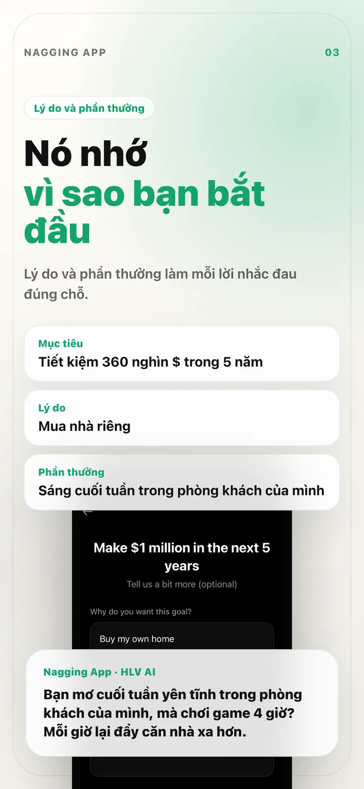 Màn hình cá nhân hóa động lực và phần thưởng.